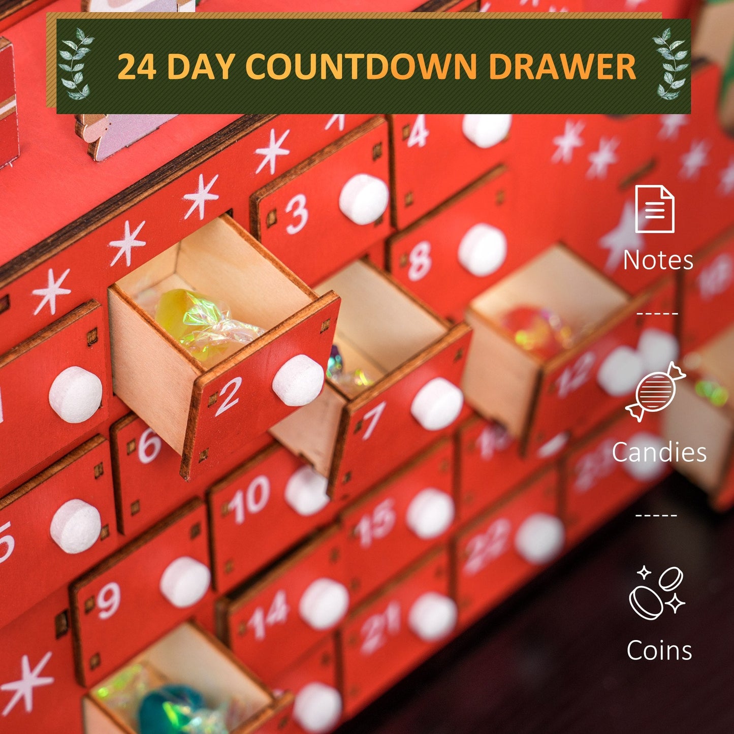 24-Drawer Reusable Christmas Advent Calendar