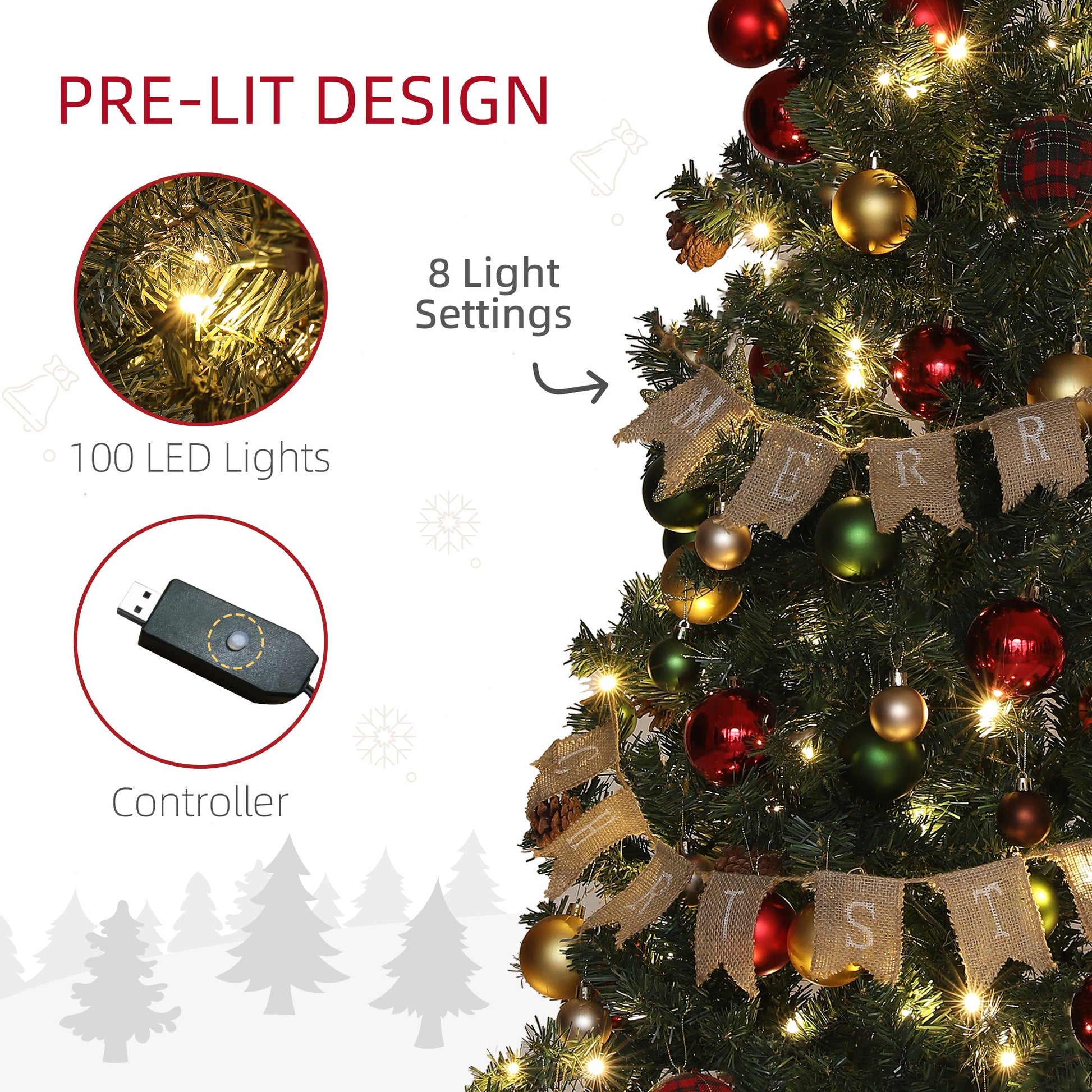 5ft Pre-Lit and Decorated Christmas Tree-4